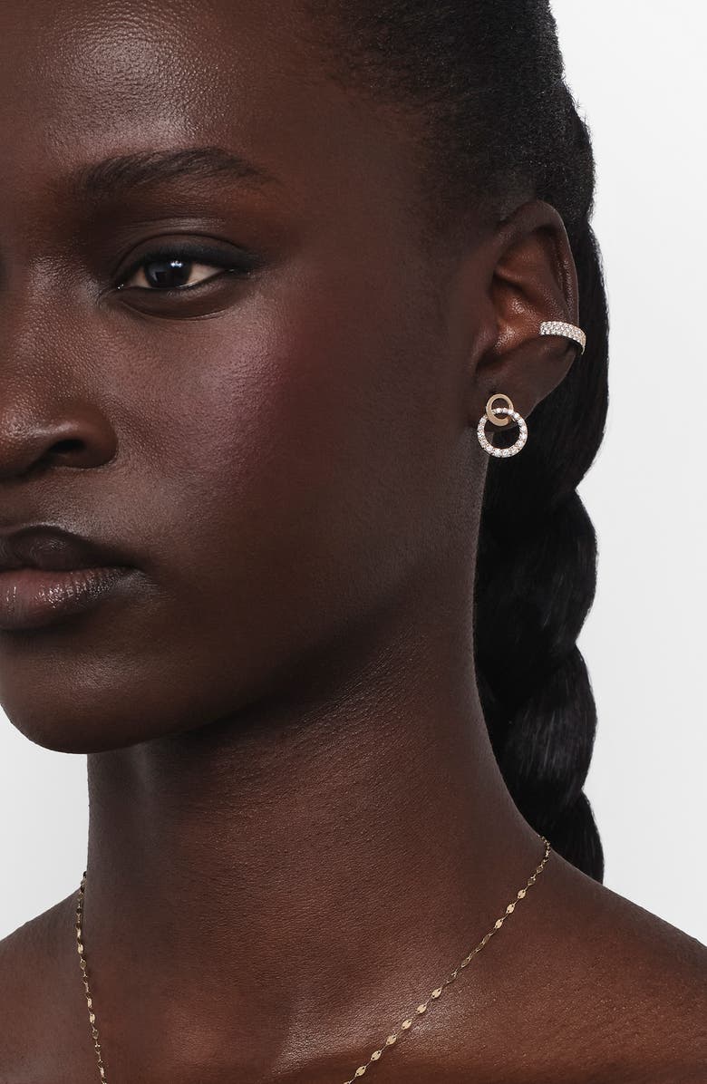 LANA Skinny 14K Gold Pavé Diamond Ear Cuff, Alternate, color, Yellow Gold