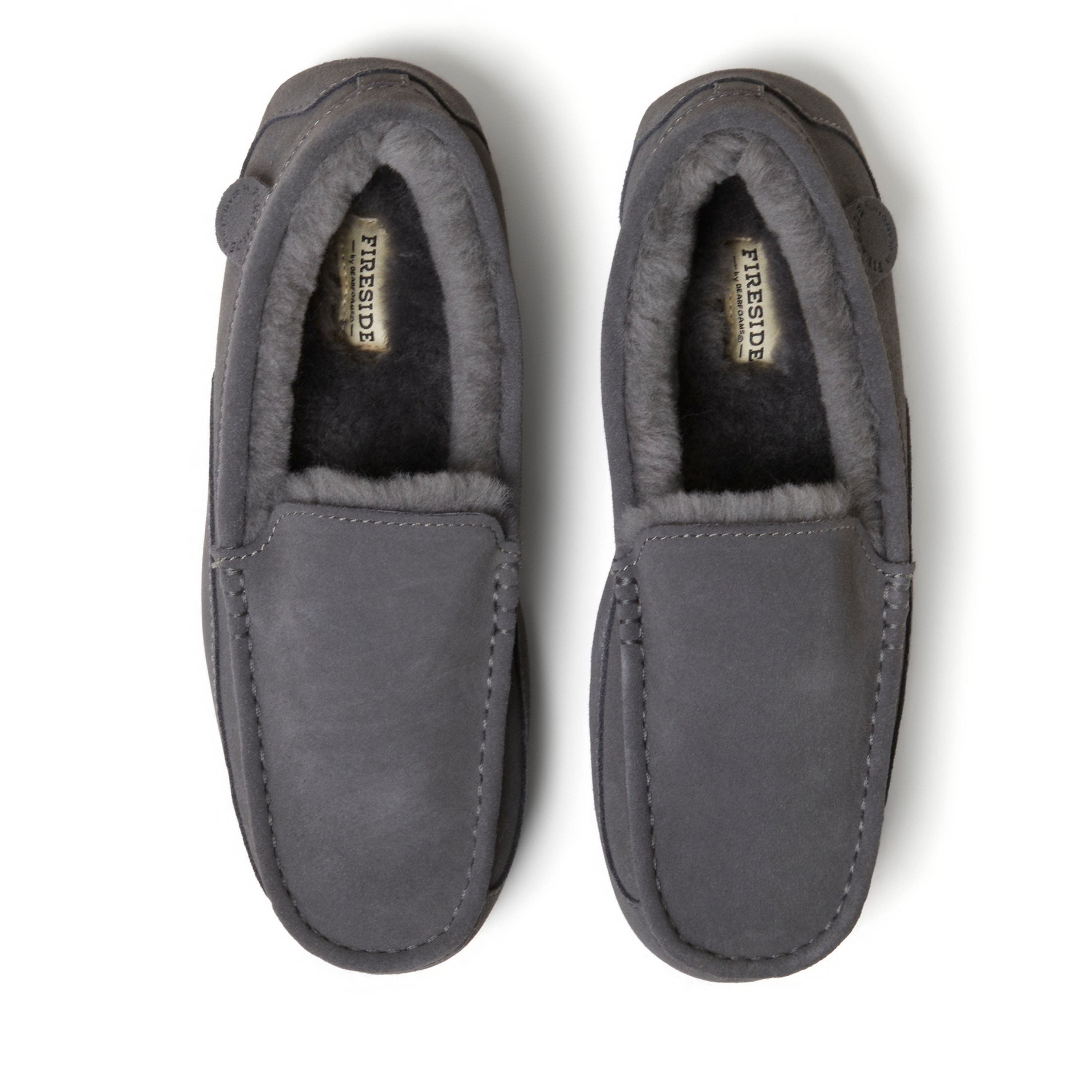 DEARFOAMS Fireside Melbourne Genuine Shearling Moccasin Slipper, Alternate, color, Grey Solid