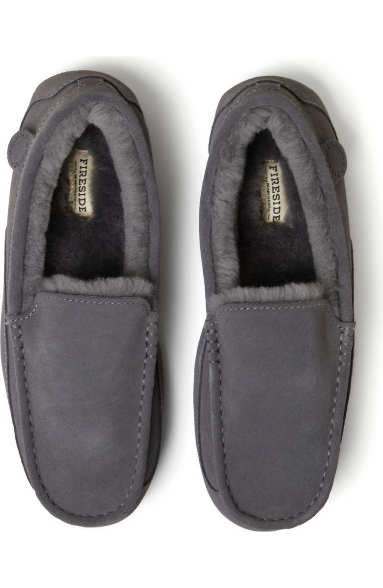 DEARFOAMS Fireside Melbourne Genuine Shearling Moccasin Slipper, Alternate, color, Grey Solid