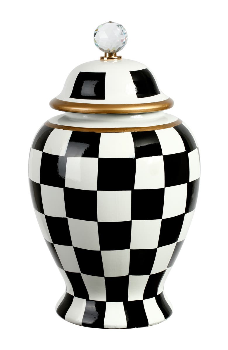 Mark Roberts Checkered Urn with Lid, Large, Main, color, Black