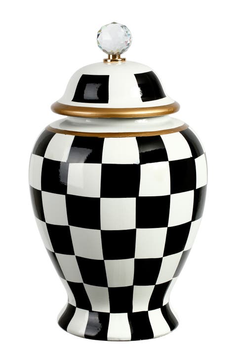 Checkered Urn with Lid, Large