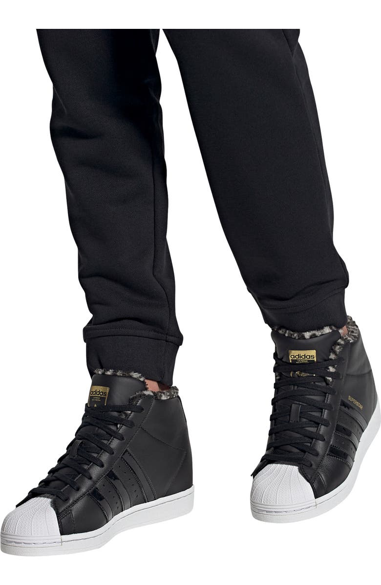 adidas Superstar Up Faux Fur Lined High Top Wedge Sneaker, Alternate, color,