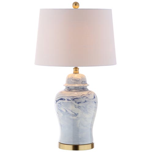 Shop Jonathan Y Wallace 26" Ceramic Led Table Lamp, Blue/white