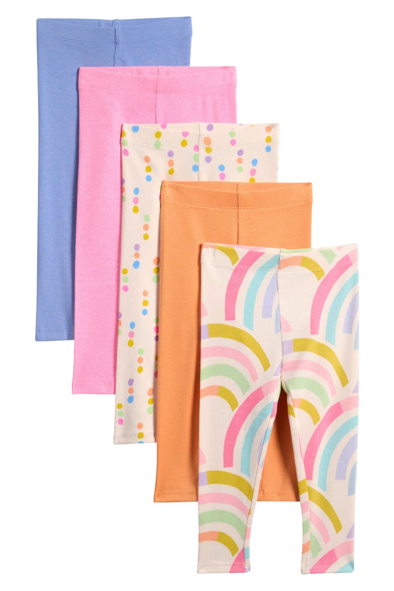 Kids' 5-Pack Ribbed Leggings, Main, color, MULTI