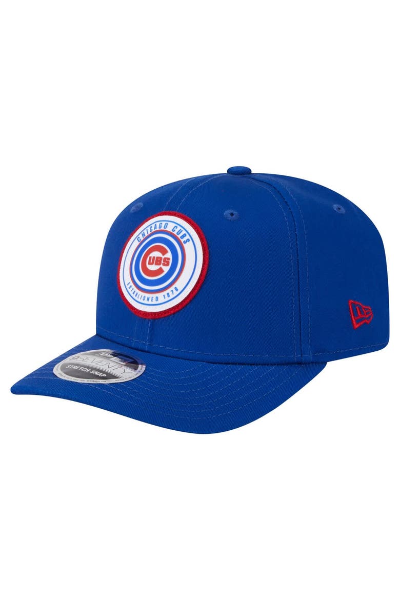 Men's New Era Royal Chicago Cubs Circle Patch 9SEVENTY Stretch-Snap Hat, Main, color, Royal