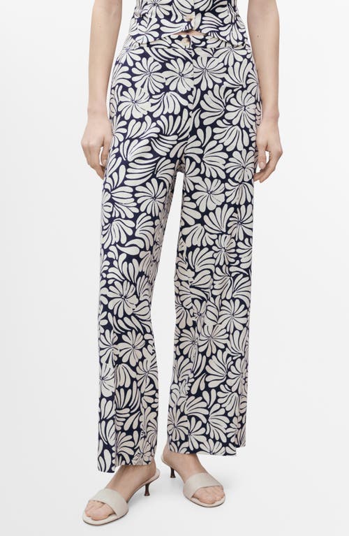 MANGO MANGO COCO PRINT LINEN BLEND WIDE LEG PANTS 