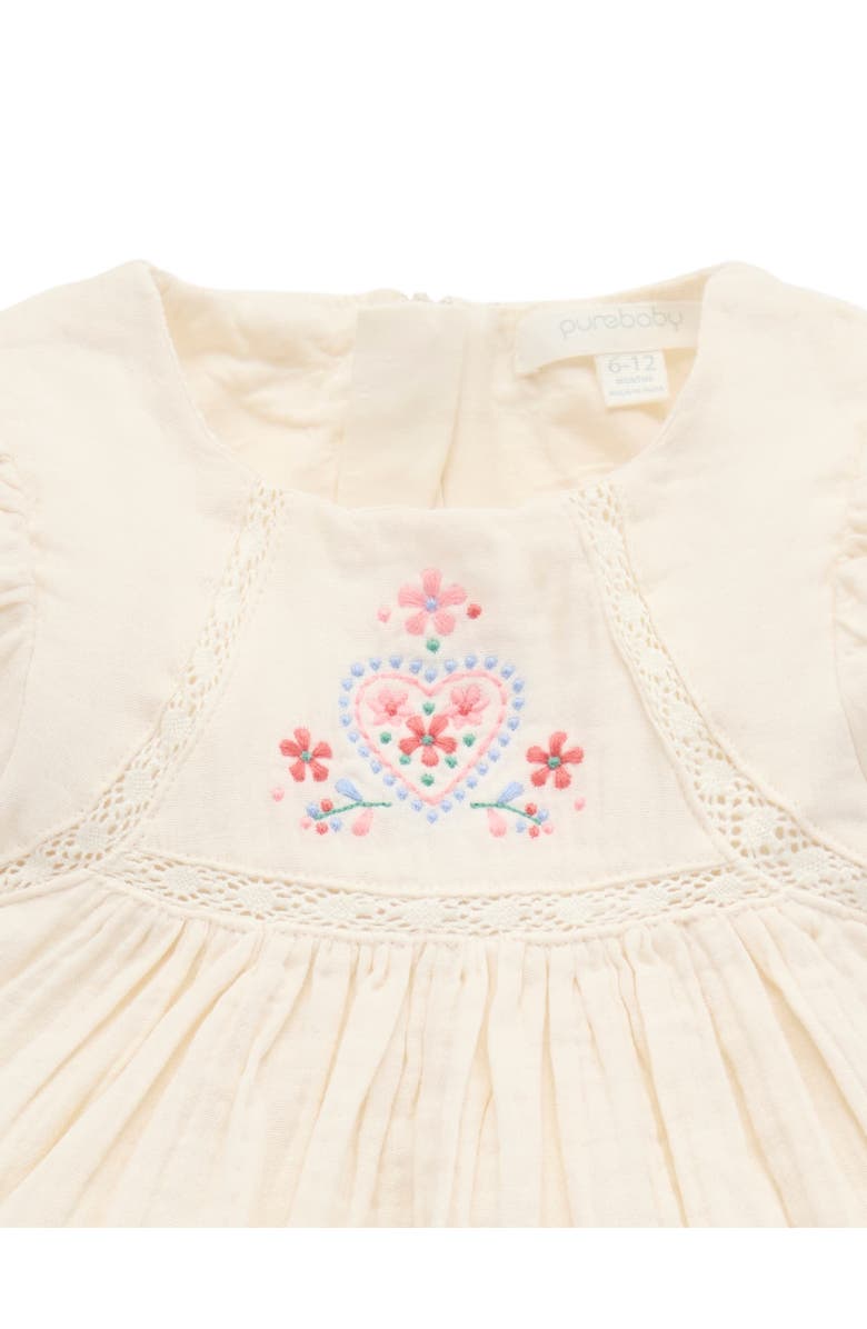 Purebaby Embroidered Dress, Alternate, color, Cloud