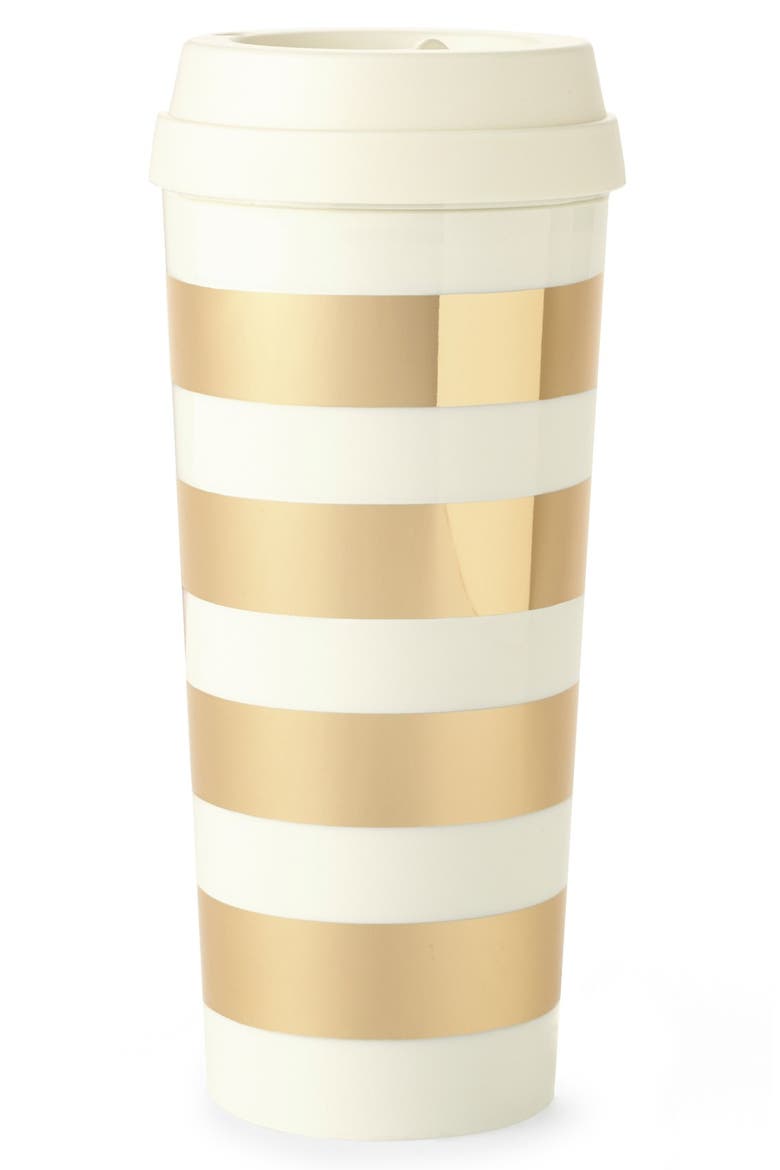 gold stripe thermal mug, Main, color, GOLD STRIPE