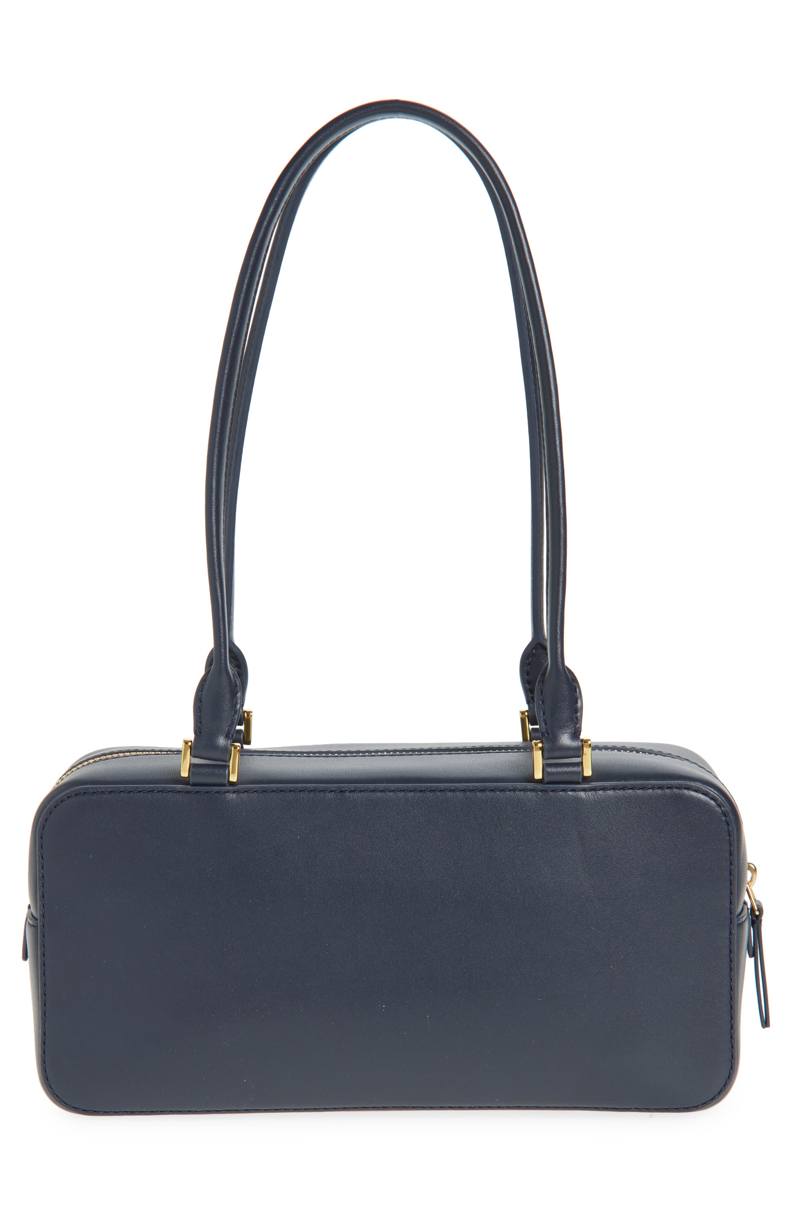 Veronica Beard Boxy Leather Shoulder Bag, Alternate, color, Navy
