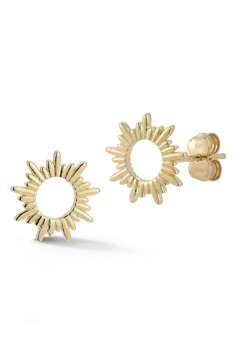 Ember Fine Jewelry 14K Yellow Gold Sun Stud Earrings, Main, color, 
