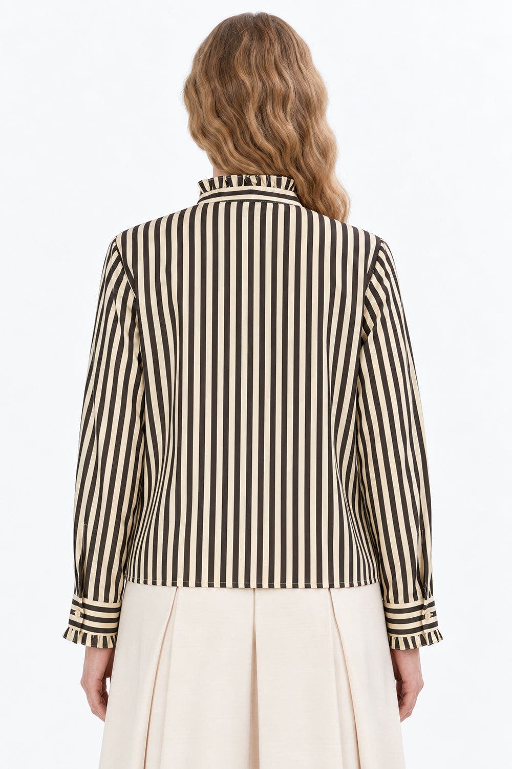 Exquise Ruffle Stand Collar Long Sleeve Shirt (Women) | Nordstrom