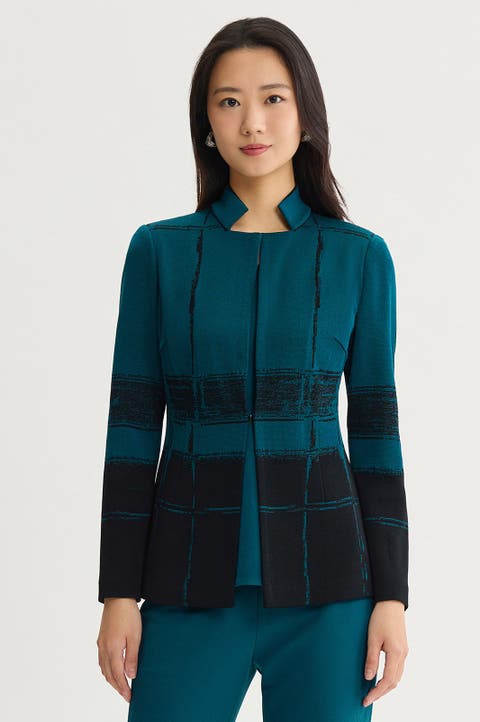 Two Toned Flat Knit Jacket