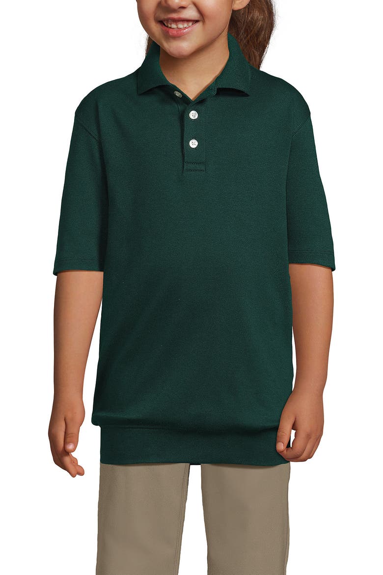 School Uniform Big Kids Short Sleeve Banded Bottom Polo Shirt, Main, color, Evergreen