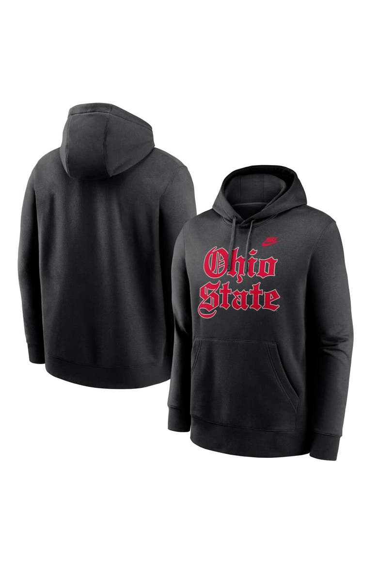 Men's Nike Black Ohio State Buckeyes Old English Fleece Pullover Hoodie, Alternate, color, Black