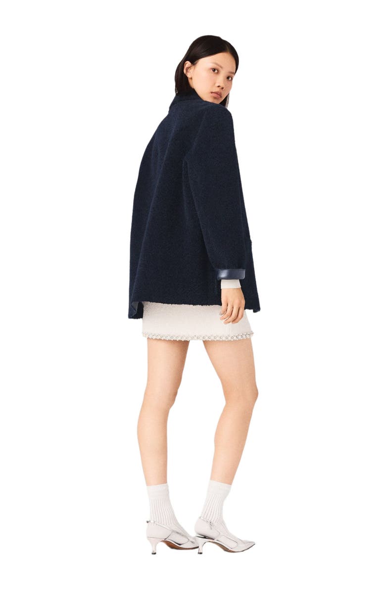 maje Reversible Faux Shearling Jacket, Alternate, color, Navy