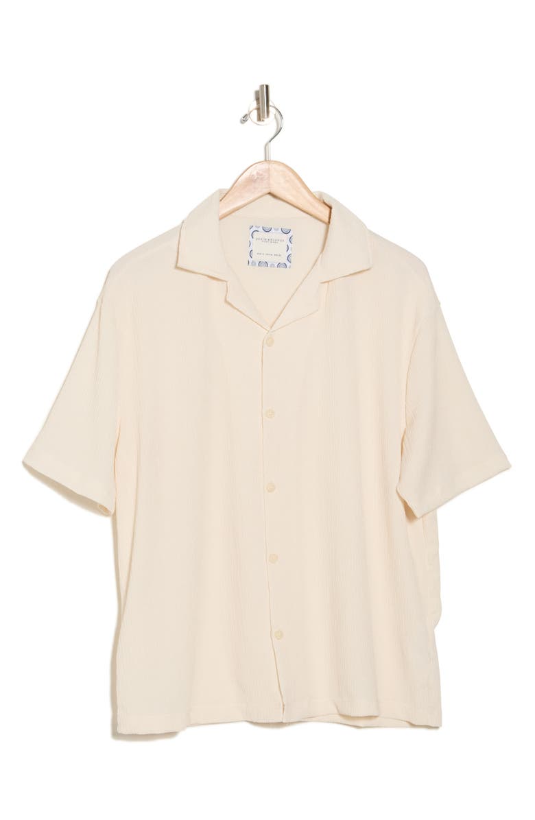 DENIM AND FLOWER Textured Camp Shirt, Alternate, color, Sand