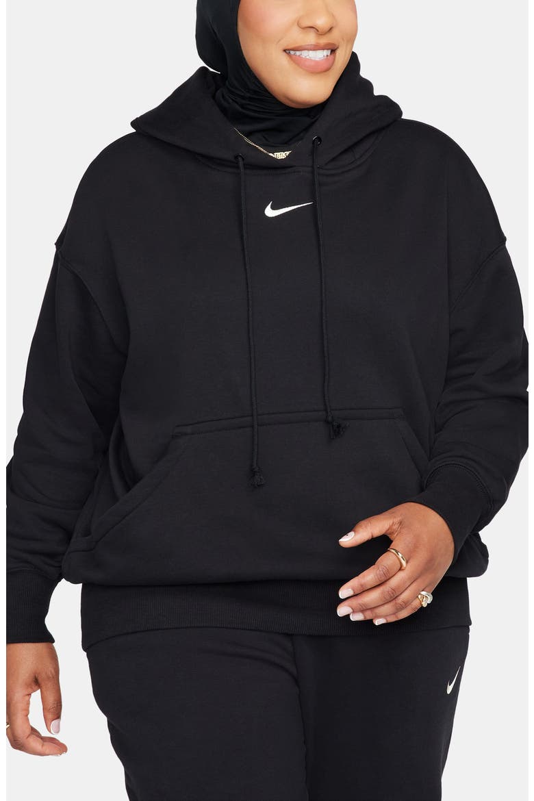 Sportswear Phoenix Fleece Over-Oversized Pullover Hoodie, Alternate, color, 010 010 BLACK/SAIL