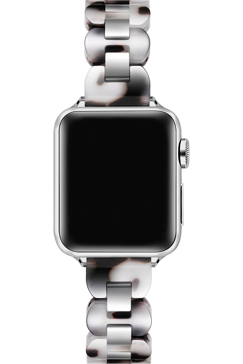 Aria Resin & Stainless Steel Apple Watch® Watchband, Alternate, color, LIGHT TORTOISE/ SILVER