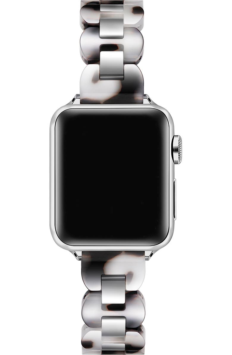 Posh Tech Aria Resin & Stainless Steel Apple Watch<sup>®</sup> Watchband, Alternate, color, Light Tortoise/ Silver