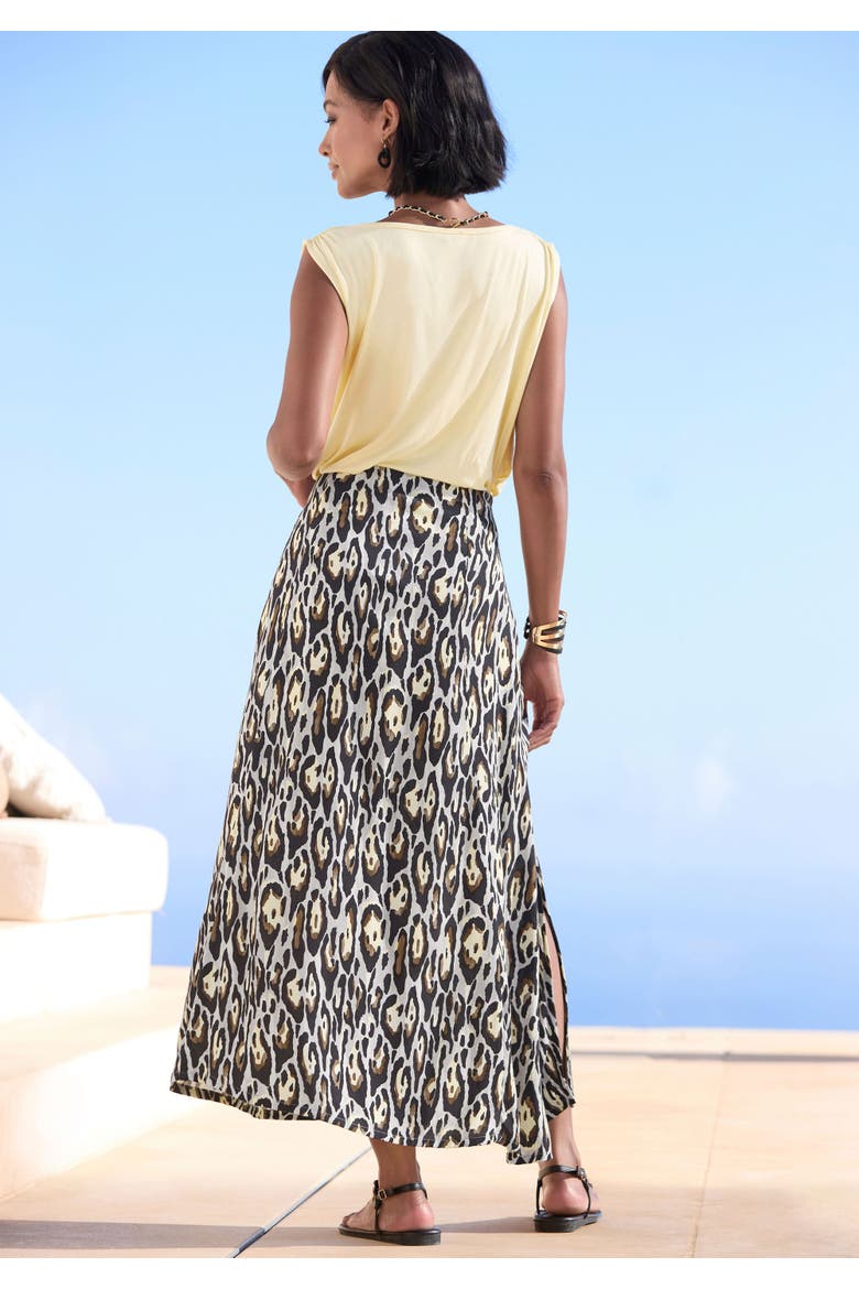 Side Slit Midi Skirt, Alternate, color, Black & Grey