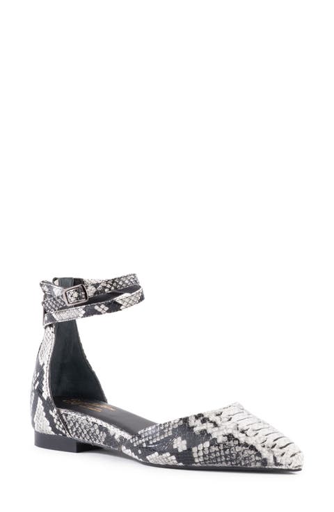 What a Girl Wants Ankle Strap Pointed Toe Flat (Women)