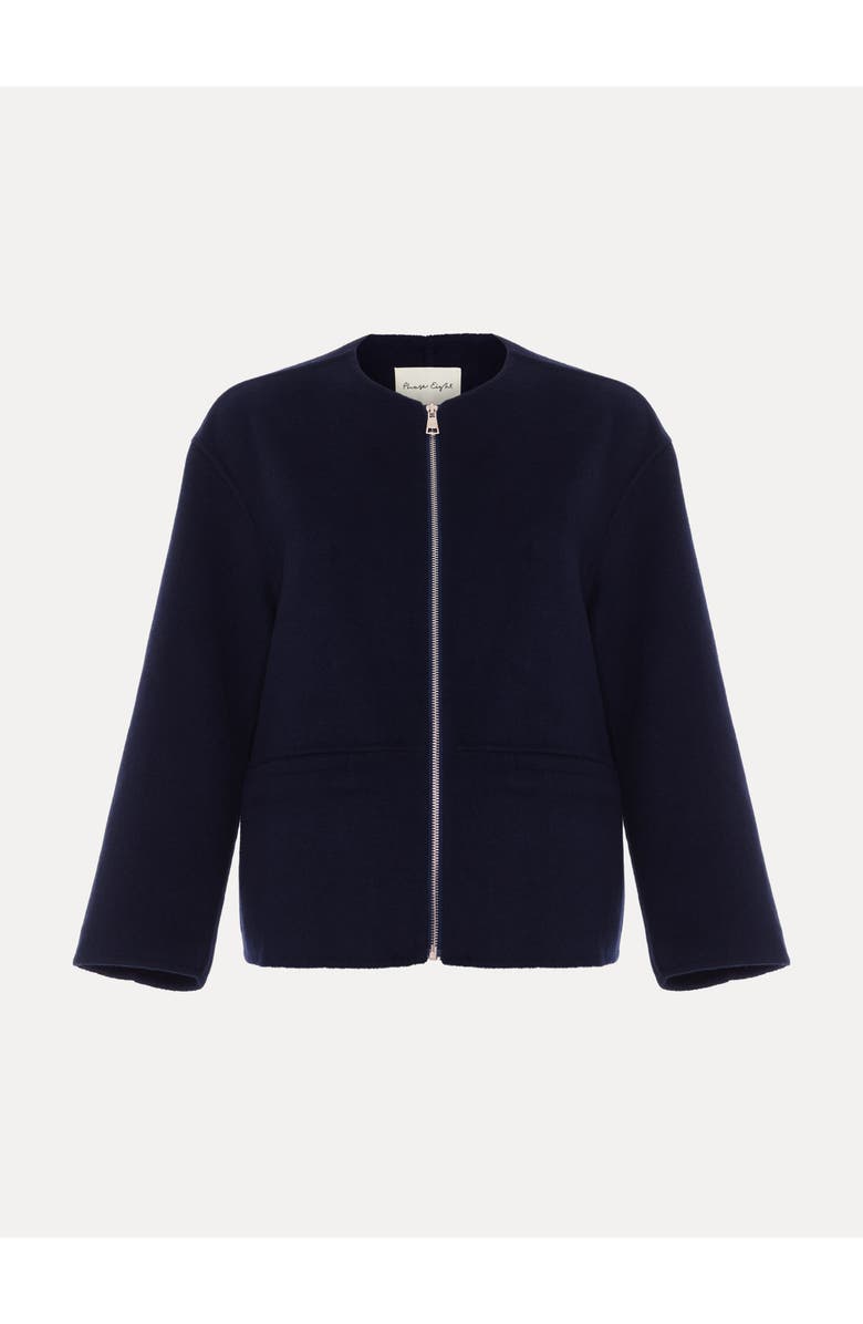 Phase Eight Georgie Wool Round-Neck Boxy Jacket, Alternate, color, Navy