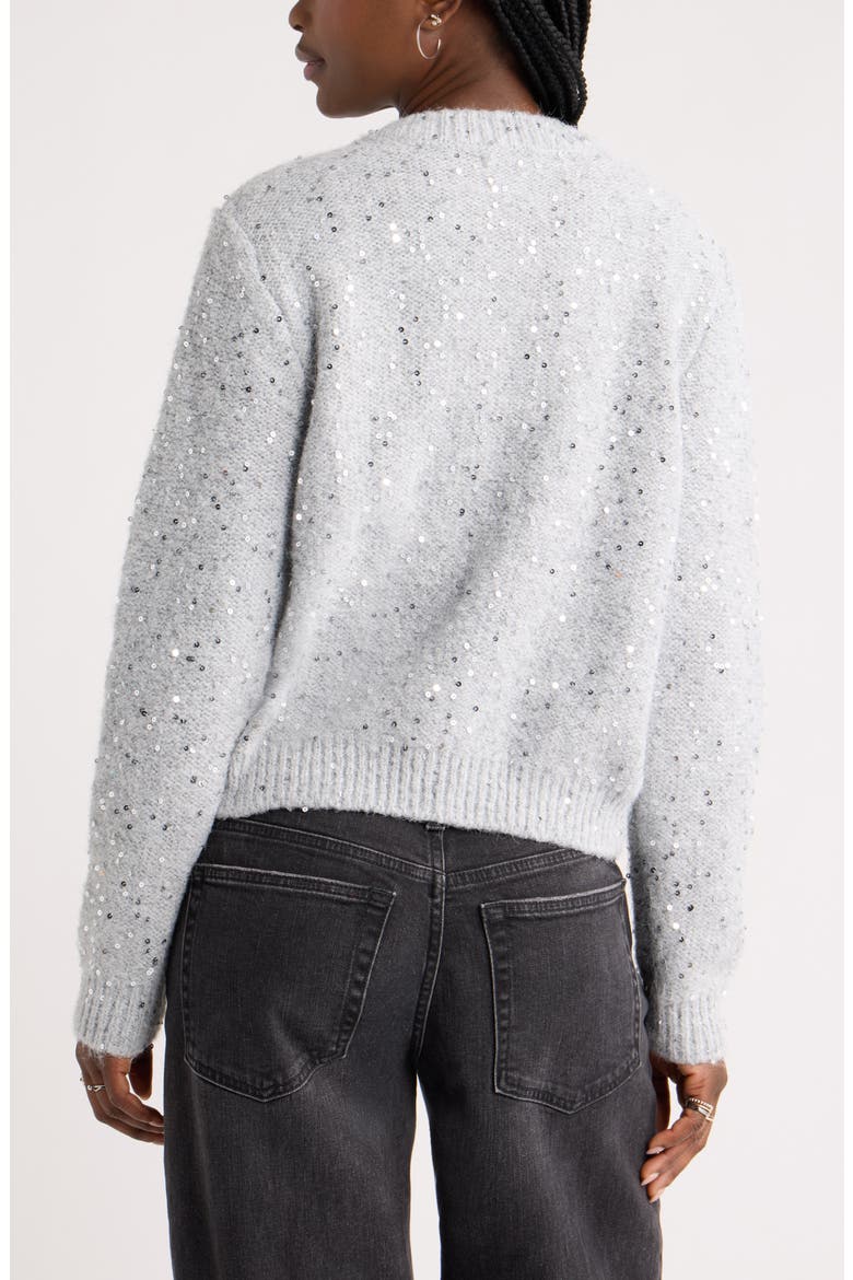 Sequin Bouclé Cardigan, Alternate, color, GREY SOFT HEATHER