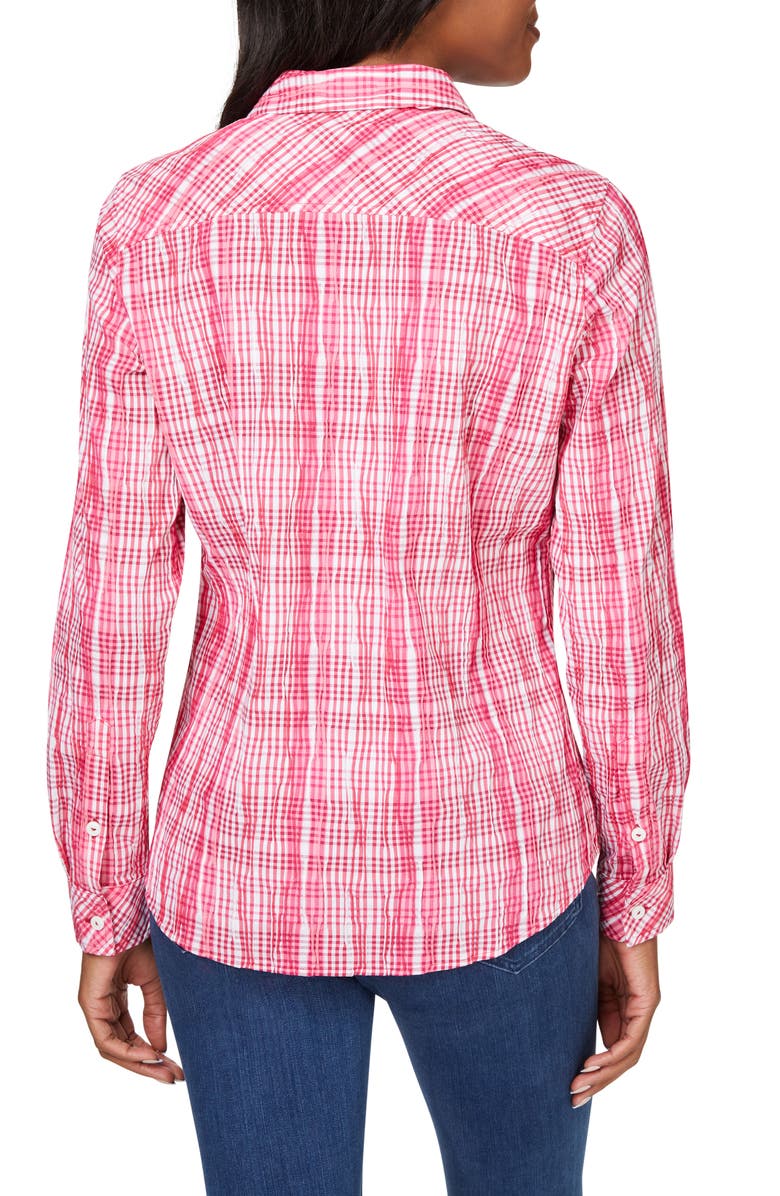 Foxcroft Hampton Plaid Non-Iron Button-Up Shirt, Alternate, color, Rose Red