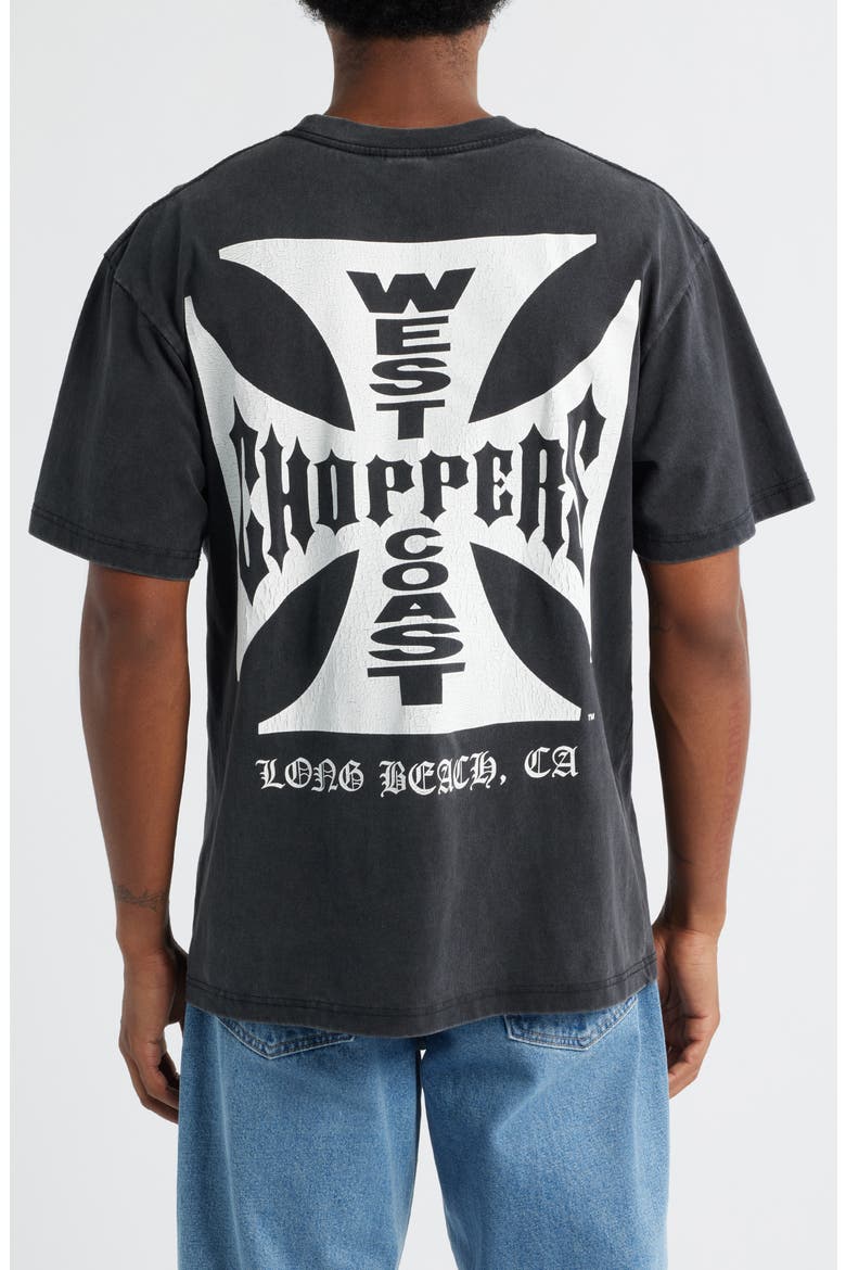 West Coast Choppers Distressed Core Logo Cotton Graphic T-Shirt, Alternate, color, WASHED BLACK