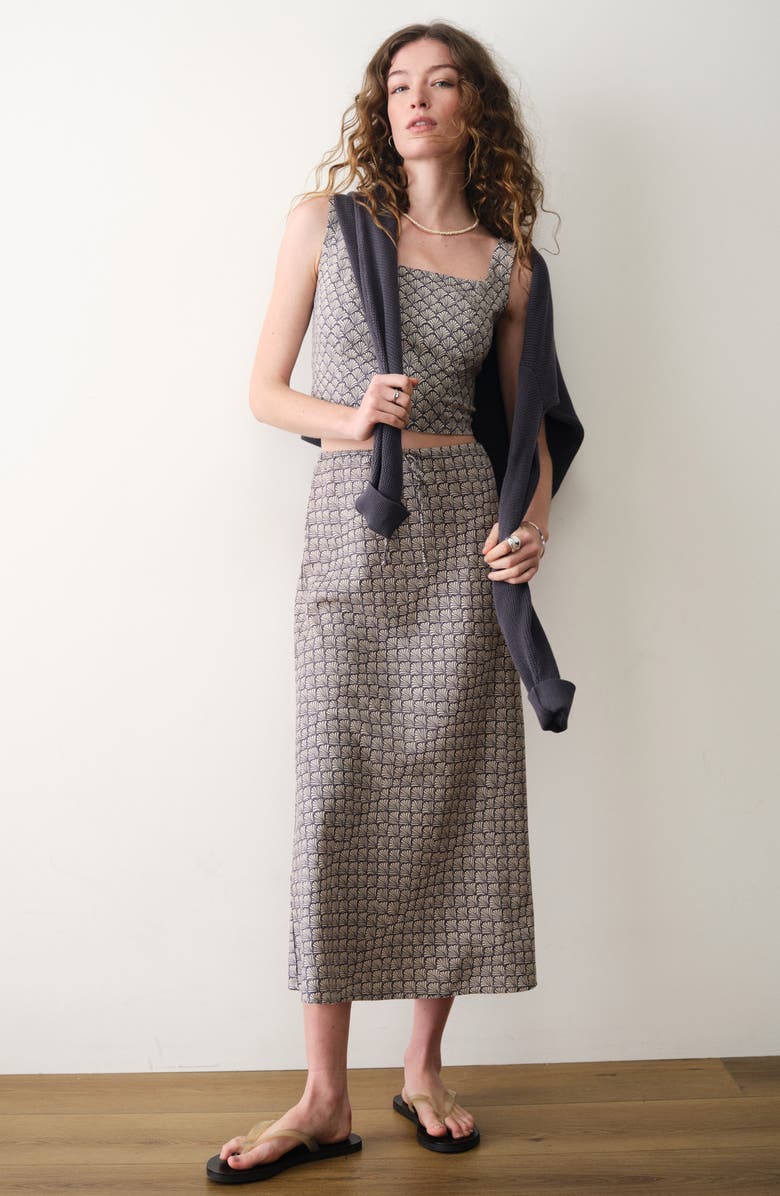 Marine Layer Zoe Seashell Print Hemp Blend Crop Tank, Alternate, color, Navy Seashell