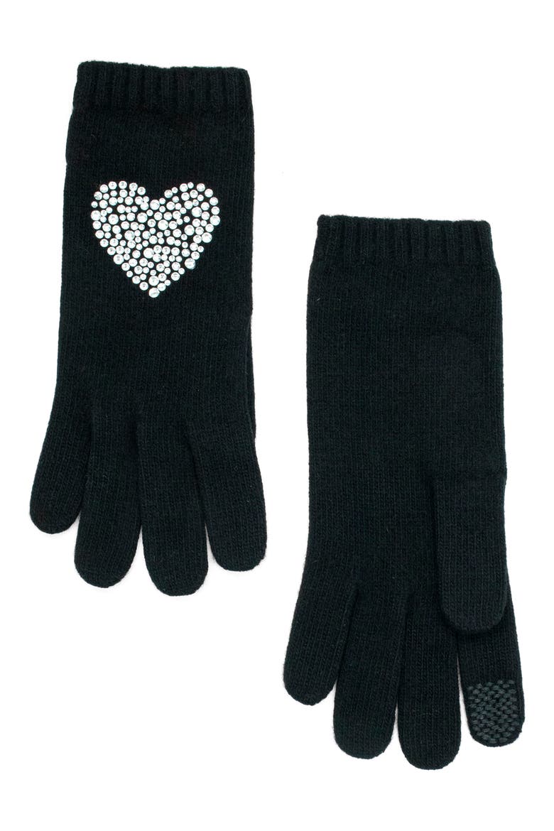 Tech Cashmere Gloves with Crystals, Main, color, BLACK
