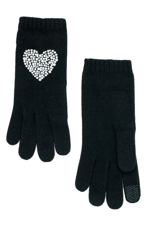 Tech Cashmere Gloves with Crystals