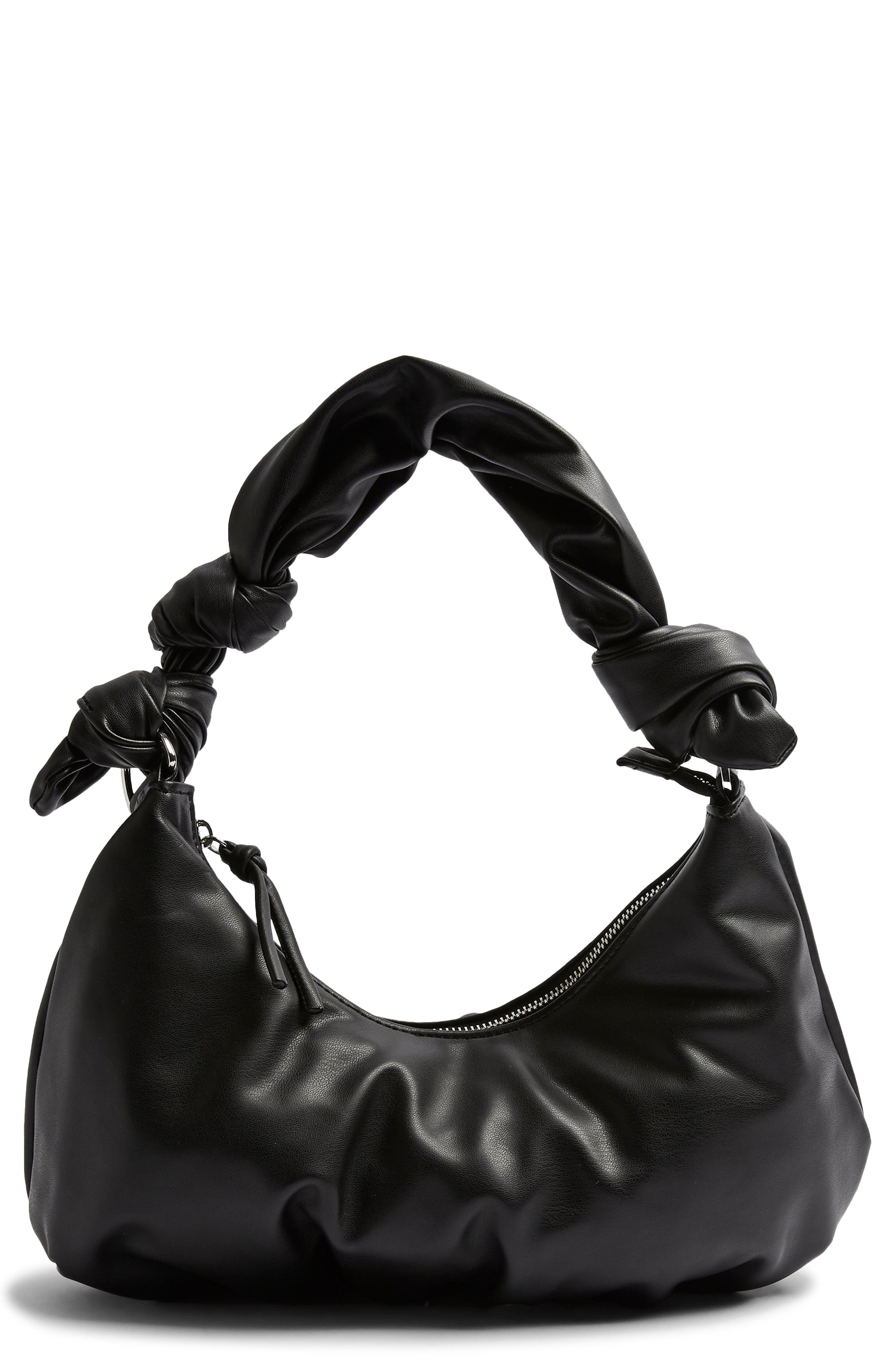 Topshop Knotted Half Moon Faux Leather Shoulder Bag, Main, color, 