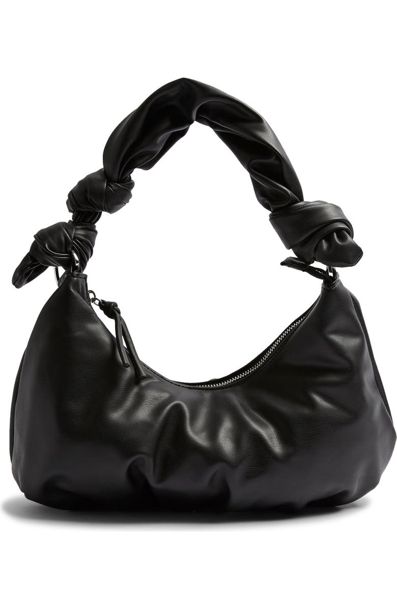 Topshop Knotted Half Moon Faux Leather Shoulder Bag, Main, color,