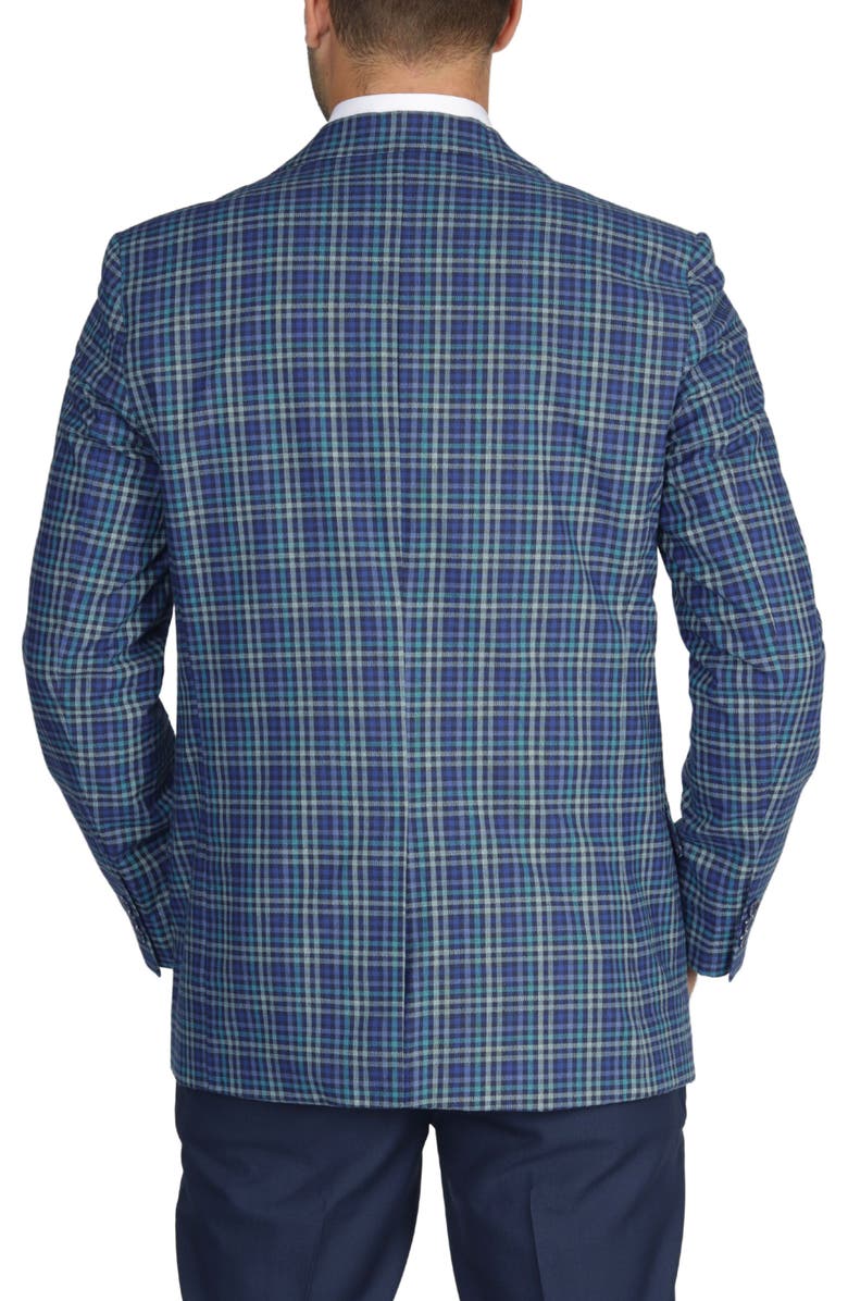 TailorByrd Multi Plaid Cotton Sportcoat, Alternate, color, Teal