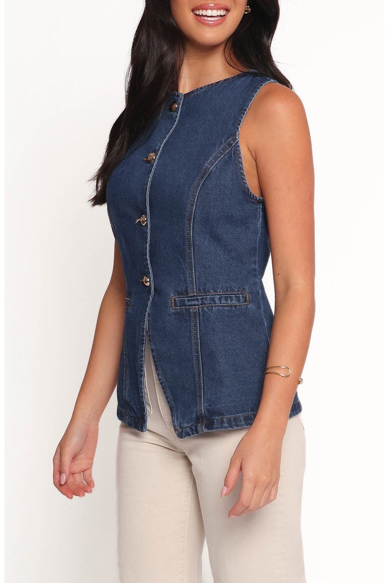 Nessa Denim Vest, Alternate, color, BLUE