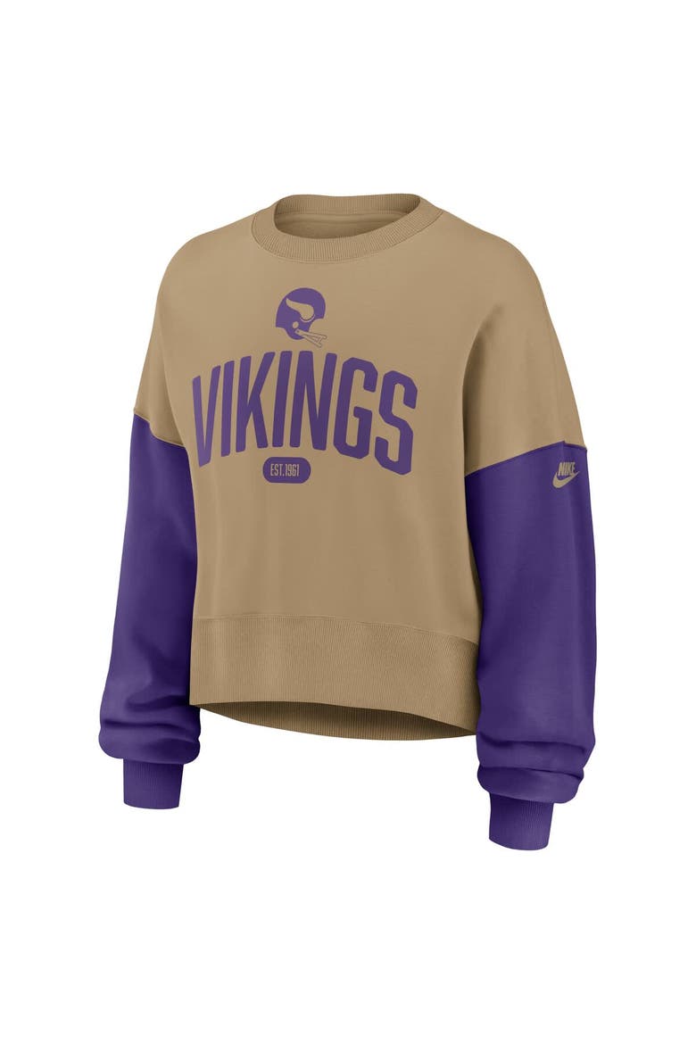 Women's Nike Tan Minnesota Vikings Oversized Rewind Pullover Sweatshirt, Alternate, color, Tan