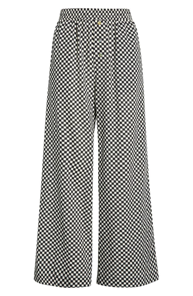 Papinelle Anais Wide Leg Cotton Blend Pajama Pants, Alternate, color, Black Ecru