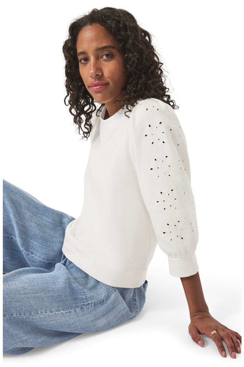 Rory Embroidered Eyelet Sleeve Sweatshirt, Alternate, color, MOONSTONE
