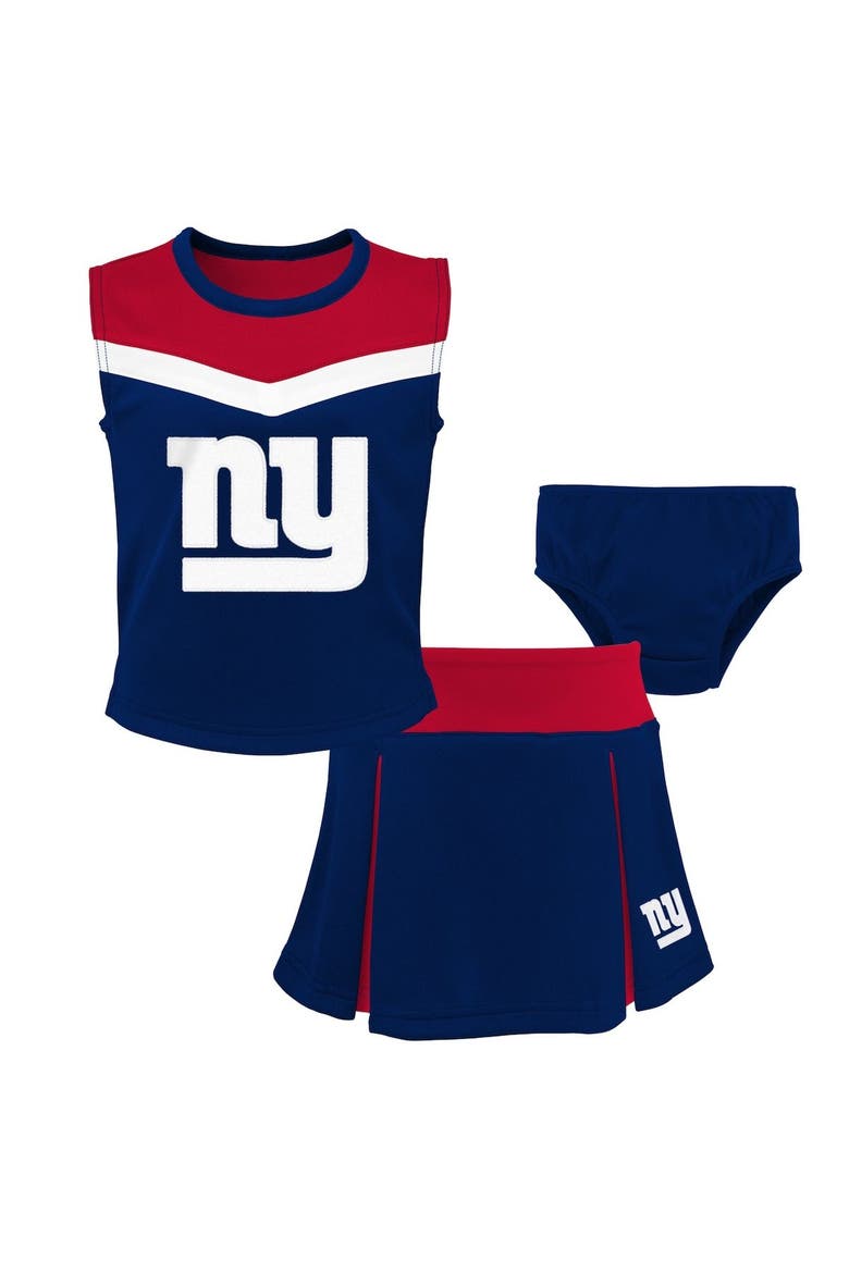 Girls Preschool Royal New York Giants Spirit Cheer Three-Piece Cheerleader Set with Bloomers, Main, color, Royal