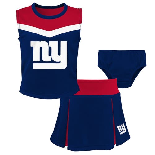 Outerstuff Babies'  Girls Preschool Royal New York Giants Spirit Cheer Three-piece Cheerleader Set With Bloom