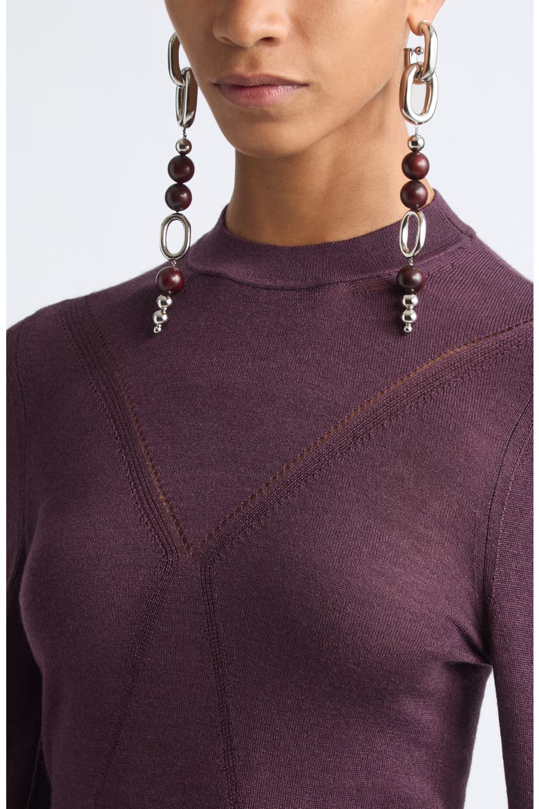 Beaded Drop Earrings, Alternate, color, WOOD / SILVER