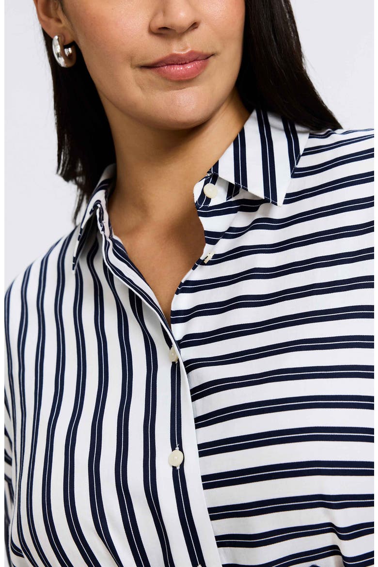 Avery Stripe Tie Waist Shirt, Alternate, color, NAVY/ WHITE