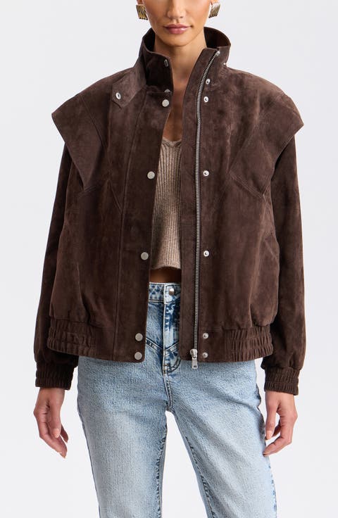 Suede Oversized Bomber Jacket
