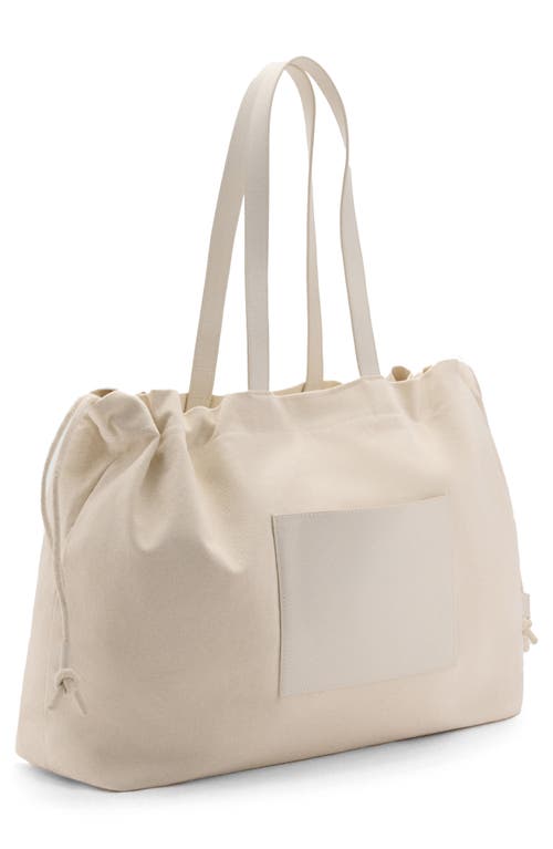 Mango Cotton Canvas & Leather Shoulder Bag In Sand