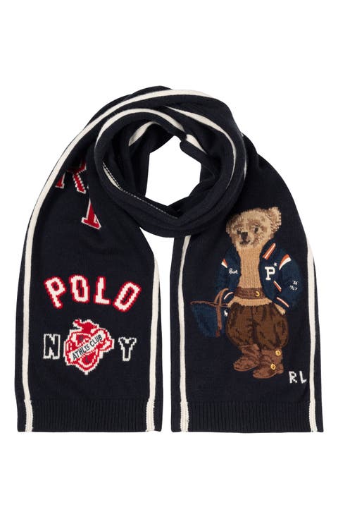 Polo Bear Intarsia Wool & Cashmere Scarf