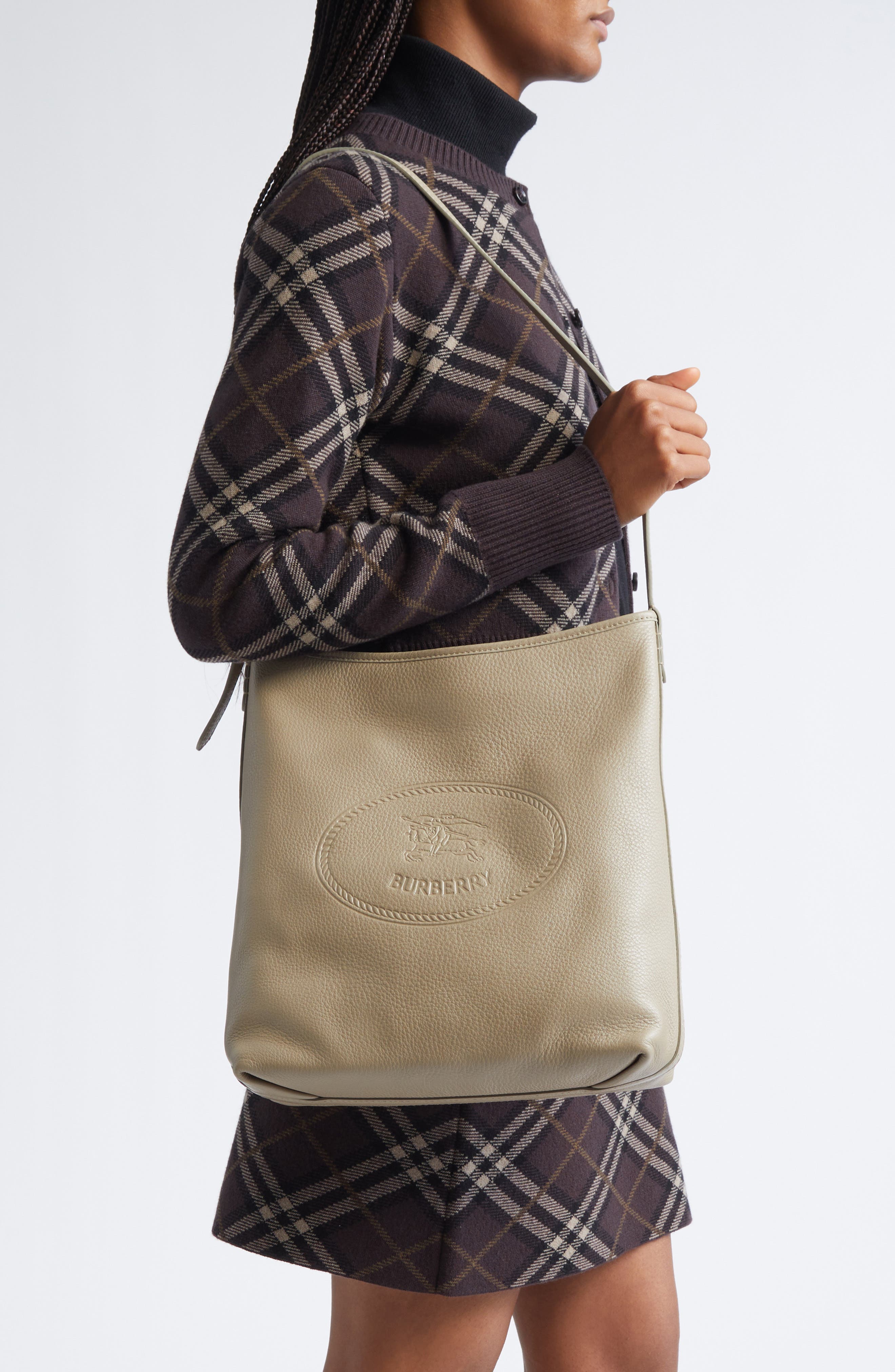 Burberry Small Highlands Leather Shoulder Bag, Alternate, color, 