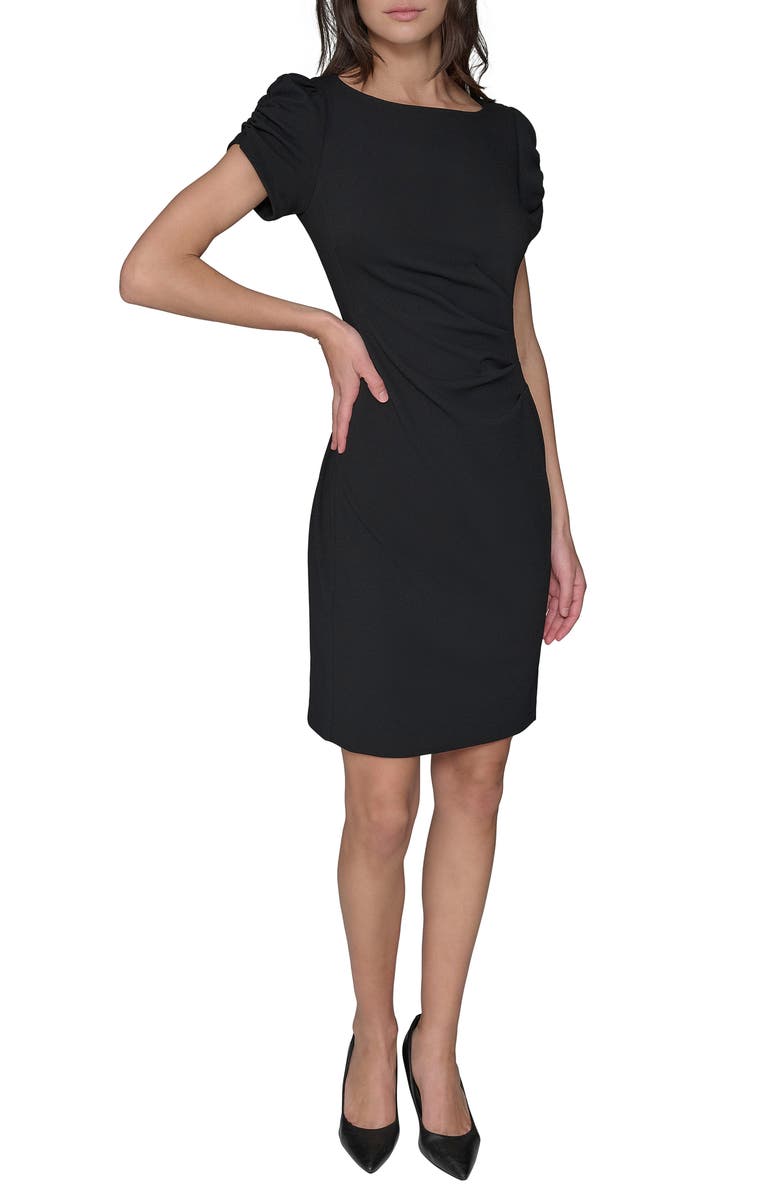 KARL LAGERFELD PARIS Scrunch Sleeve Sheath Dress, Main, color, Black