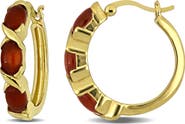 Julianna B. Red Agathe Hoop Earrings Yellow Plated Sterling Silver