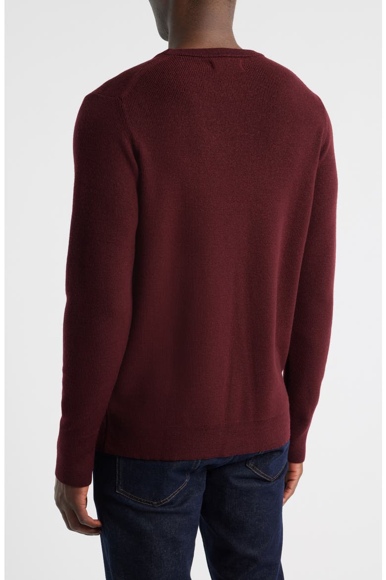 Merino Ribbed Crewneck Sweater, Alternate, color, BURGUNDY